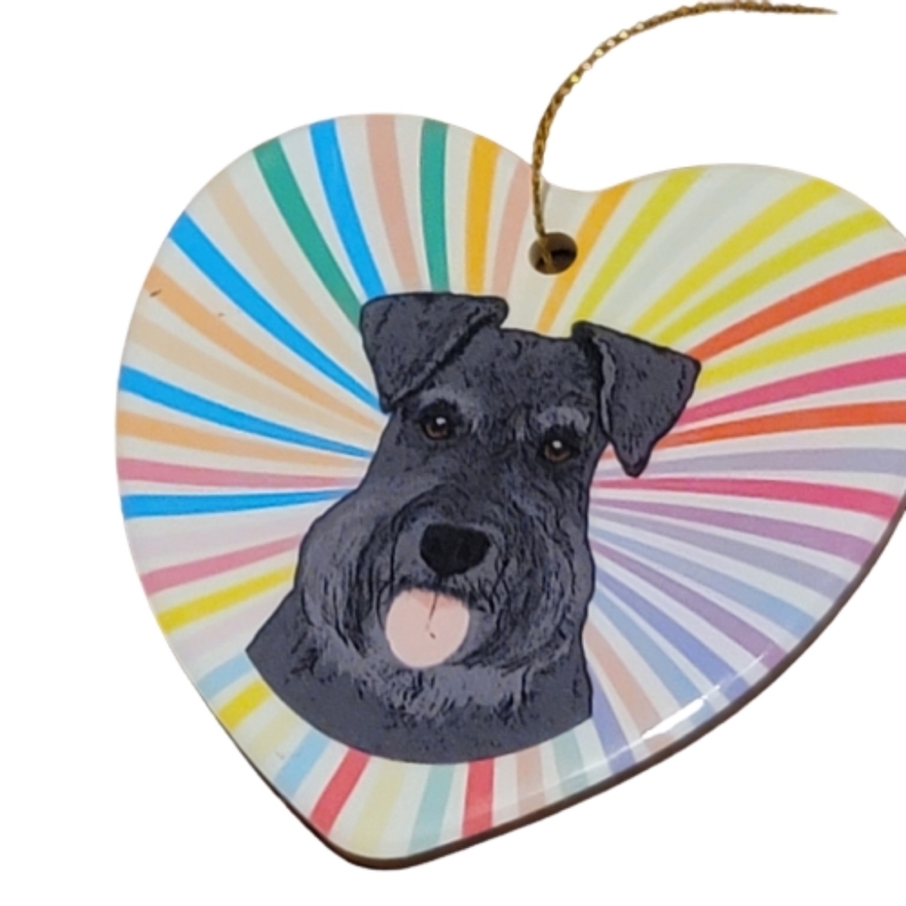 SCHNAUZER grey dog Ceramic Heart Ornament